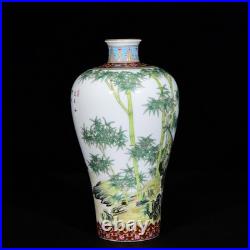 A PAir Collectable Art Hand Painting Famille Rose Porcelain Bird Mei Vase