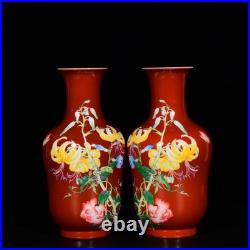 A PAir Nice Collectable Art Hand Painting Famille Rose Porcelain Bird Shang Vase