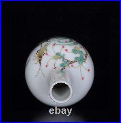 A Pair Chinese Enamel Porcelain Handmade Exquisite Flowers&Birds Vase 14559
