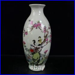 A Pair Chinese Pastel Porcelain HandPainted Exquisite Flowers&Birds Vase 20801