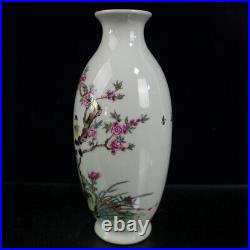 A Pair Chinese Pastel Porcelain HandPainted Exquisite Flowers&Birds Vase 20801