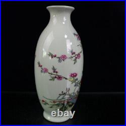 A Pair Chinese Pastel Porcelain HandPainted Exquisite Flowers&Birds Vase 20801