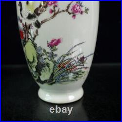 A Pair Chinese Pastel Porcelain HandPainted Exquisite Flowers&Birds Vase 20801