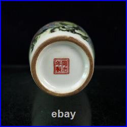 A Pair Chinese Pastel Porcelain HandPainted Exquisite Flowers&Birds Vase 20801