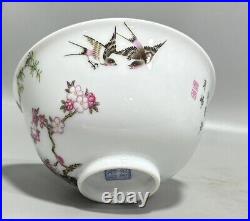 A Pair Collectable Art Fine Handmade Painting Famille Rose Porcelain Bird Bowl