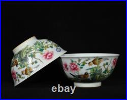 A Pair Rare Collectable Art Hand Painting Famille Rose Porcelain Bird Bowl