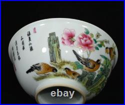 A Pair Rare Collectable Art Hand Painting Famille Rose Porcelain Bird Bowl