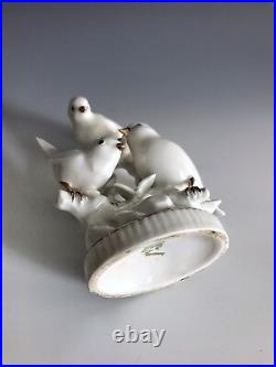 A Vintage German Porcelain Gilt Decorated Group Of Birds
