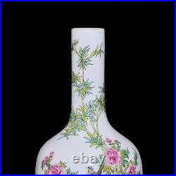 A pair Porcelain Handpainted flowers birds Vases Qing Yongzheng Seal 80074