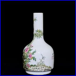 A pair Porcelain Handpainted flowers birds Vases Qing Yongzheng Seal 80074