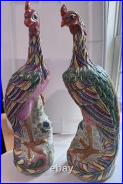 A pair of antique Chinese porcelain phoenix birds (18 inch) stunning