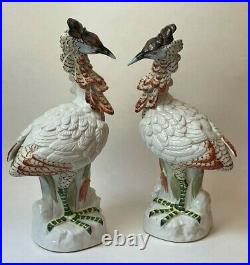 Amazing Pair Vintage Bird Statues Figurines Porcelain 11.5 Tall