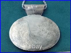 Amazing statement Artist Sterling Silver Necklace blue porcelain bird pendant