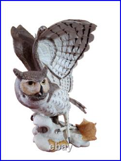 American Masters The GREAT HORNED OWL Porcelain Sculpture by Ronald J Logue 1977