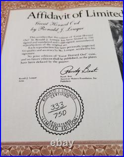 American Masters The GREAT HORNED OWL Porcelain Sculpture by Ronald J Logue 1977