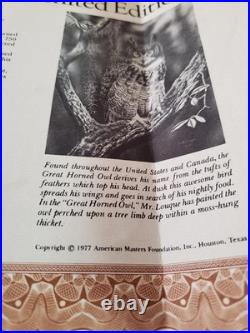 American Masters The GREAT HORNED OWL Porcelain Sculpture by Ronald J Logue 1977