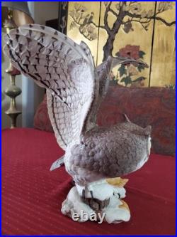 American Masters The GREAT HORNED OWL Porcelain Sculpture by Ronald J Logue 1977