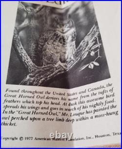 American Masters The GREAT HORNED OWL Porcelain Sculpture by Ronald J Logue 1977