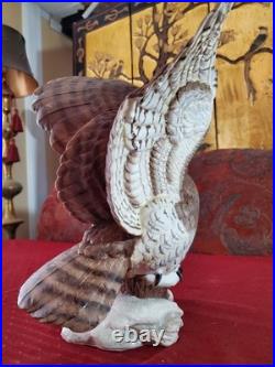 American Masters The GREAT HORNED OWL Porcelain Sculpture by Ronald J Logue 1977