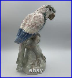 Amphora Czechoslovakia Porcelain Figurine Of A Parrot 13 1/2 Tall, Outstanding