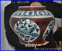 Ancient China blue&white porcelain bird statue Tanks Crock tank pot canister jar