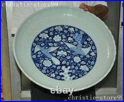 Ancient China blue&white porcelain bird statue dish tray Pallets Dish plate