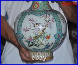 Ancient China wucai porcelain plum bird Zun Cup Bottle Pot Vase Jar Statue