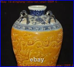 Ancient Chinese old kiln porcelain phoenix bird Zun Cup Bottle Pot Vase Statue