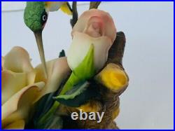 Andrea Sadek Bird Sculpture Figurine Statue vtg porcelain Hummingbird flower mcm