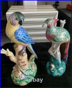 Andrea by Sadek 1 Parrot Bird Chinoiserie Porcelain Figurine & Piccadilly Bird