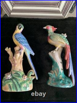 Andrea by Sadek 1 Parrot Bird Chinoiserie Porcelain Figurine & Piccadilly Bird