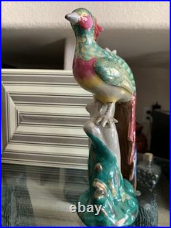 Andrea by Sadek 1 Parrot Bird Chinoiserie Porcelain Figurine & Piccadilly Bird