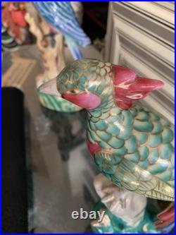 Andrea by Sadek 1 Parrot Bird Chinoiserie Porcelain Figurine & Piccadilly Bird