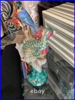 Andrea by Sadek 1 Parrot Bird Chinoiserie Porcelain Figurine & Piccadilly Bird