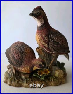 Andrea by Sadek Bobwhites Quail Bird Porcelain Figurine, Hand Painted 8 in