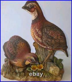 Andrea by Sadek Bobwhites Quail Bird Porcelain Figurine, Hand Painted 8 in