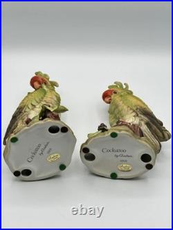 Andrea by Sadek Cockatoo Porcelain Figurine Pair 5959 Made in Japan 8.5 7.75