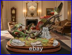 Andrea by Sadek Limited Edition 3 Hummingbirds Hibiscus Porcelain Sculpture 13