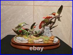 Andrea by Sadek Limited Edition 3 Hummingbirds Hibiscus Porcelain Sculpture 13
