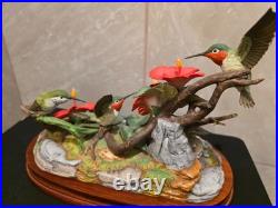 Andrea by Sadek Limited Edition 3 Hummingbirds Hibiscus Porcelain Sculpture 13