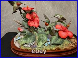 Andrea by Sadek Limited Edition 3 Hummingbirds Hibiscus Porcelain Sculpture 13