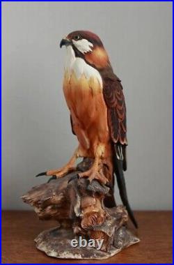 Antica Figurine Falcon Statue Capodimonte Porcelain Italy Sculpture Collectable