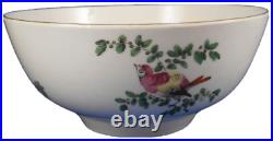 Antique 18thC Worcester Porcelain Bird Scene & Floral Slop Bowl Porzellan Schale