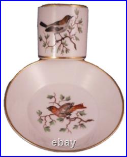 Antique 19thC Amstel Porcelain Bird Scene Cup & Saucer Porzellan Tasse Dutch