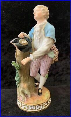 Antique 19th C. 7 Meissen Porcelain Figure of Boy with Birds Nest Model F68
