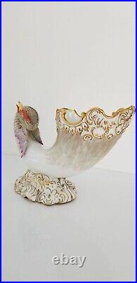Antique 19th C. Samson Porcelain Bird Cornucopia Vase Figurine L 10