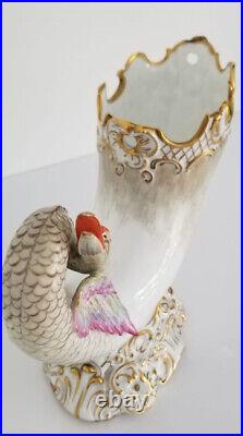 Antique 19th C. Samson Porcelain Bird Cornucopia Vase Figurine L 10