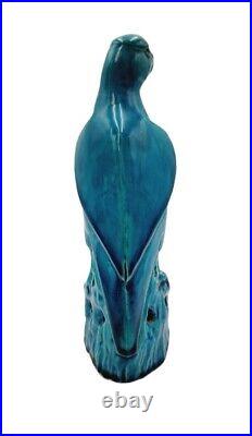 Antique 19th Century Chinese Export Turquoise Glazed Figure of Hawk 9