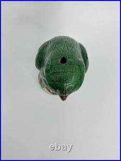 Antique 19th Century Chinese Glazed Green Parrot Pottery- FREE SHIPPING