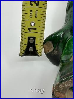 Antique 19th Century Chinese Glazed Green Parrot Pottery- FREE SHIPPING